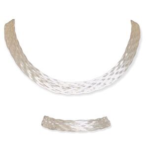 Sterling Silver Braided Herringbone Collar Necklace & Bracelet